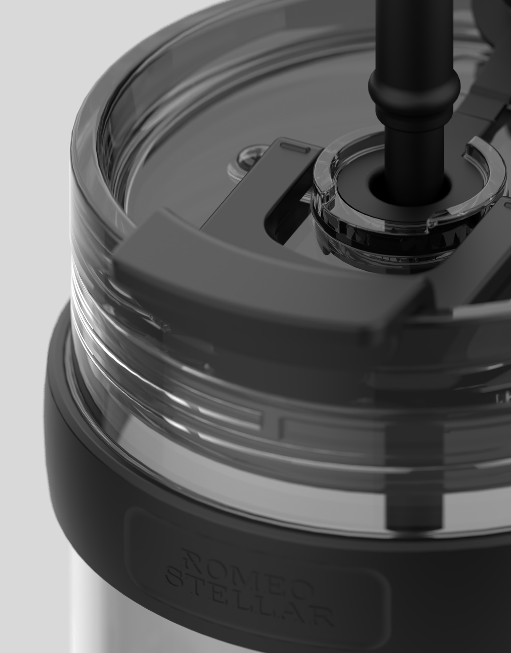 Black tumbler lid close-up