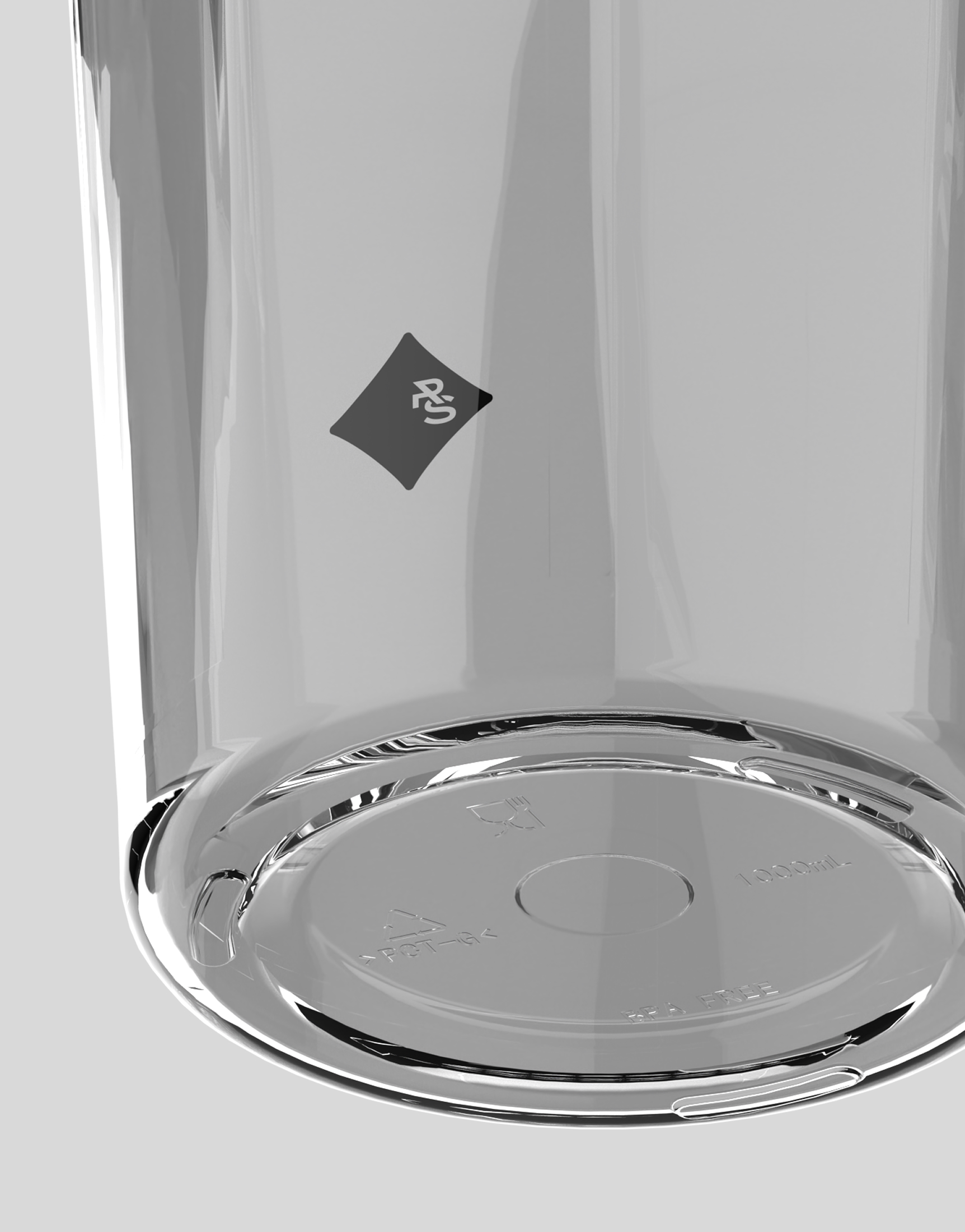 Black tumbler base close-up